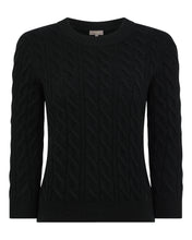 Load image into Gallery viewer, N.Peal Women&#39;s Round Neck Cable Cashmere Jumper Black
