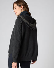 Load image into Gallery viewer, N.Peal Women&#39;s Rex Fur Trim Hoodie Dark Charcoal Grey

