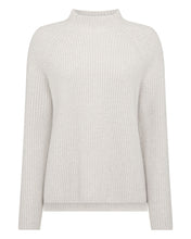 Load image into Gallery viewer, N.Peal Women&#39;s Fisherman Rib Funnel Cashmere Jumper Pebble Grey
