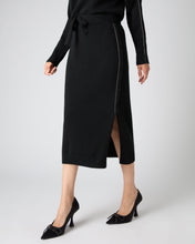 Load image into Gallery viewer, N.Peal Women&#39;s Metal Trim Cashmere Skirt Black
