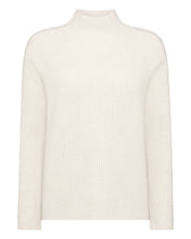 Load image into Gallery viewer, N.Peal Women&#39;s Metal Trim Funnel Neck Cashmere Jumper With Lurex Ecru White Sparkle
