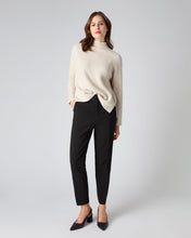 Load image into Gallery viewer, N.Peal Women&#39;s Metal Trim Funnel Neck Cashmere Jumper With Lurex Ecru White Sparkle

