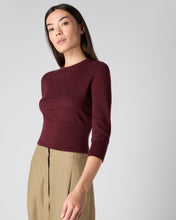 Load image into Gallery viewer, N.Peal Women&#39;s Superfine Crop Cashmere Jumper Burgundy Red
