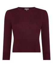 Load image into Gallery viewer, N.Peal Women&#39;s Superfine Crop Cashmere Jumper Burgundy Red
