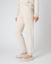 Load image into Gallery viewer, N.Peal Women&#39;s Lurex Detail Cashmere Jogger Ecru White
