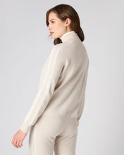 Load image into Gallery viewer, N.Peal Women&#39;s Lurex Detail Cashmere Bomber Ecru White
