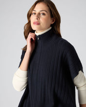Load image into Gallery viewer, N.Peal Women&#39;s Rib Full Zip Cashmere Cape Navy Blue
