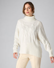 Load image into Gallery viewer, N.Peal Women&#39;s Relaxed Cable Roll Neck Cashmere Jumper New Ivory White
