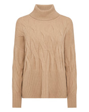 Load image into Gallery viewer, N.Peal Women&#39;s Relaxed Cable Roll Neck Cashmere Jumper Sahara Brown

