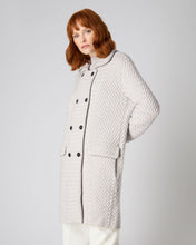 Load image into Gallery viewer, N.Peal Women&#39;s Basketweave Double Breasted Cashmere Coat Pebble Grey
