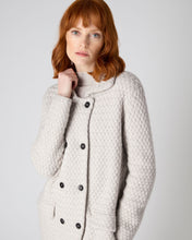 Load image into Gallery viewer, N.Peal Women&#39;s Basketweave Double Breasted Cashmere Coat Pebble Grey
