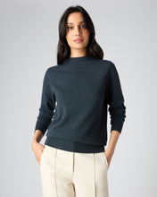 Load image into Gallery viewer, N.Peal Women&#39;s Funnel Neck Cashmere Jumper Grigio Blue
