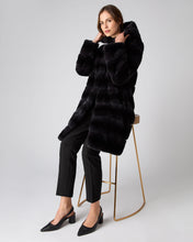 Load image into Gallery viewer, N.Peal Women&#39;s Long Rex Hooded Coat Dark Grey
