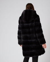 Load image into Gallery viewer, N.Peal Women&#39;s Long Rex Hooded Coat Dark Grey
