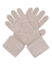 Load image into Gallery viewer, N.Peal Women&#39;s Plated Ribbed Cashmere Gloves Toasted Sesame Brown
