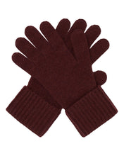 Load image into Gallery viewer, N.Peal Women&#39;s Ribbed Cashmere Gloves Claret Red
