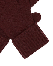 Load image into Gallery viewer, N.Peal Women&#39;s Ribbed Cashmere Gloves Claret Red
