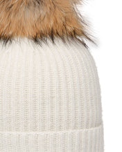 Load image into Gallery viewer, N.Peal Women&#39;s Ribbed Cashmere Hat With Lurex And Detachable Pom Snow Grey Sparkle
