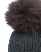 Load image into Gallery viewer, N.Peal Unisex Ribbed Cashmere Hat With Detachable Pom Anthracite
