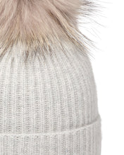 Load image into Gallery viewer, N.Peal Unisex Ribbed Cashmere Hat With Detachable Pom Fumo Grey
