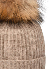 Load image into Gallery viewer, N.Peal Unisex Ribbed Cashmere Hat With Detachable Pom Oatmeal Brown
