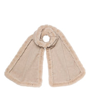 Load image into Gallery viewer, N.Peal Women&#39;s Meribel Woven Fur Trim Scarf Oatmeal Brown
