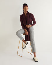 Load image into Gallery viewer, N.Peal Unisex Short Ribbed Cashmere Scarf Claret Red
