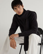 Load image into Gallery viewer, N.Peal Unisex Short Ribbed Cashmere Scarf Granite Blue
