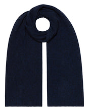 Load image into Gallery viewer, N.Peal Unisex Short Ribbed Cashmere Scarf Navy Blue Melange
