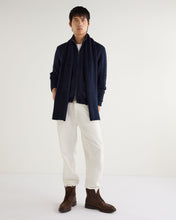 Load image into Gallery viewer, N.Peal Unisex Short Ribbed Cashmere Scarf Navy Blue Melange
