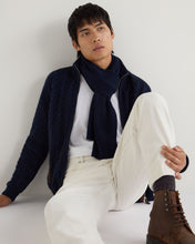 Load image into Gallery viewer, N.Peal Unisex Short Ribbed Cashmere Scarf Navy Blue Melange
