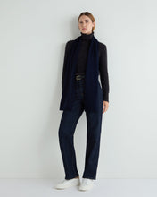 Load image into Gallery viewer, N.Peal Unisex Short Ribbed Cashmere Scarf Navy Blue Melange
