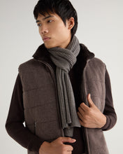 Load image into Gallery viewer, N.Peal Unisex Short Ribbed Cashmere Scarf Wood Smoke Brown

