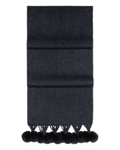 Load image into Gallery viewer, N.Peal Women&#39;s Davos Fur Bobble Cashmere Scarf Dark Charcoal Grey
