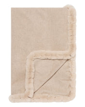 Load image into Gallery viewer, N.Peal Women&#39;s Meribel Woven Fur Trim Cashmere Shawl Oatmeal Brown
