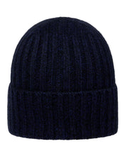 Load image into Gallery viewer, N.Peal Unisex Chunky Ribbed Cashmere Hat Navy Blue Melange
