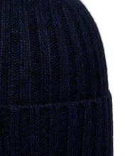 Load image into Gallery viewer, N.Peal Unisex Chunky Ribbed Cashmere Hat Navy Blue Melange
