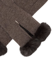 Load image into Gallery viewer, N.Peal Women&#39;s Fur Trim Cashmere Gloves Biscotti Brown
