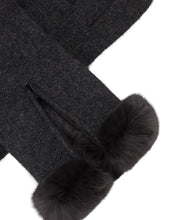 Load image into Gallery viewer, N.Peal Women&#39;s Fur Trim Cashmere Gloves Dark Charcoal Grey
