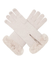 Load image into Gallery viewer, N.Peal Women&#39;s Fur Trim Cashmere Gloves Frost White
