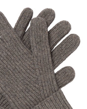 Load image into Gallery viewer, N.Peal Men&#39;s Ribbed Cashmere Gloves Wood Smoke Brown
