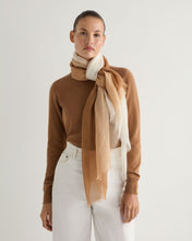 Load image into Gallery viewer, N.Peal Women&#39;s Dip Dye Cashmere Scarf Dark Tan Brown
