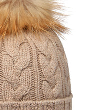 Load image into Gallery viewer, N.Peal Unisex Chunky Cable Cashmere Pom Hat Oatmeal Brown
