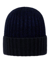 Load image into Gallery viewer, N.Peal Unisex Chunky Rib Contrast Cashmere Hat Navy Blue Melange
