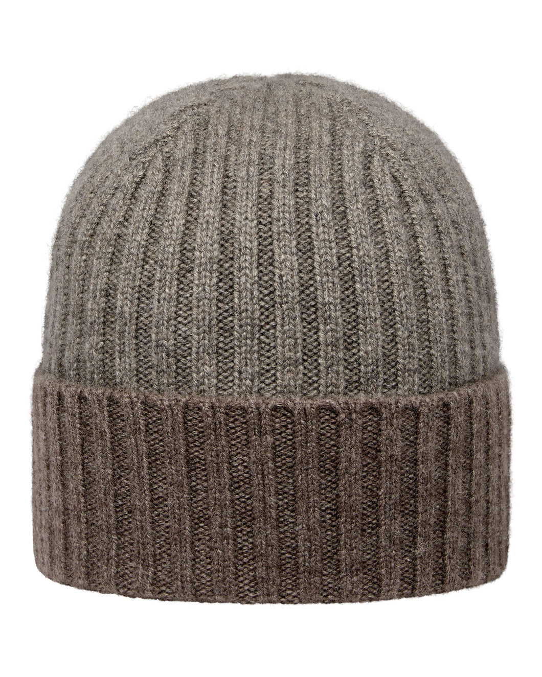 N.Peal Unisex Chunky Rib Contrast Cashmere Hat Wood Smoke Brown