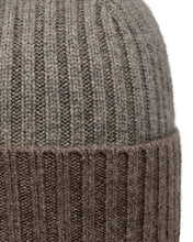 Load image into Gallery viewer, N.Peal Unisex Chunky Rib Contrast Cashmere Hat Wood Smoke Brown
