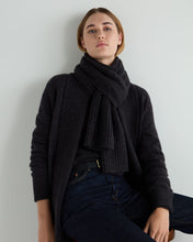 Load image into Gallery viewer, N.Peal Unisex Chunky Rib Cashmere Scarf Granite Blue
