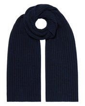 Load image into Gallery viewer, N.Peal Unisex Chunky Rib Cashmere Scarf Navy Blue Melange
