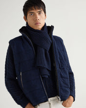 Load image into Gallery viewer, N.Peal Unisex Chunky Rib Cashmere Scarf Navy Blue Melange
