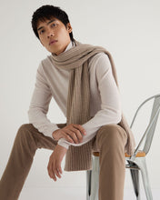 Load image into Gallery viewer, N.Peal Unisex Chunky Rib Cashmere Scarf Oatmeal Brown
